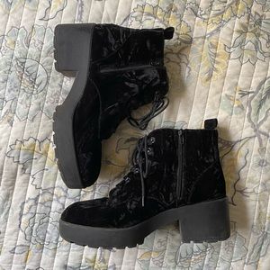 Velvet platform boots